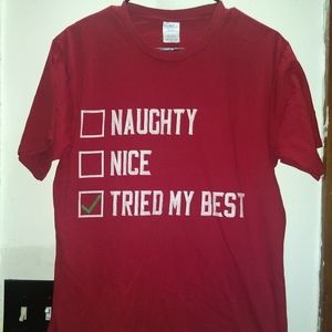 CHRISTMAS NAUGHTY LIST T-SHIRT // Funny Xmas Tee Holiday Seasonal - Medium